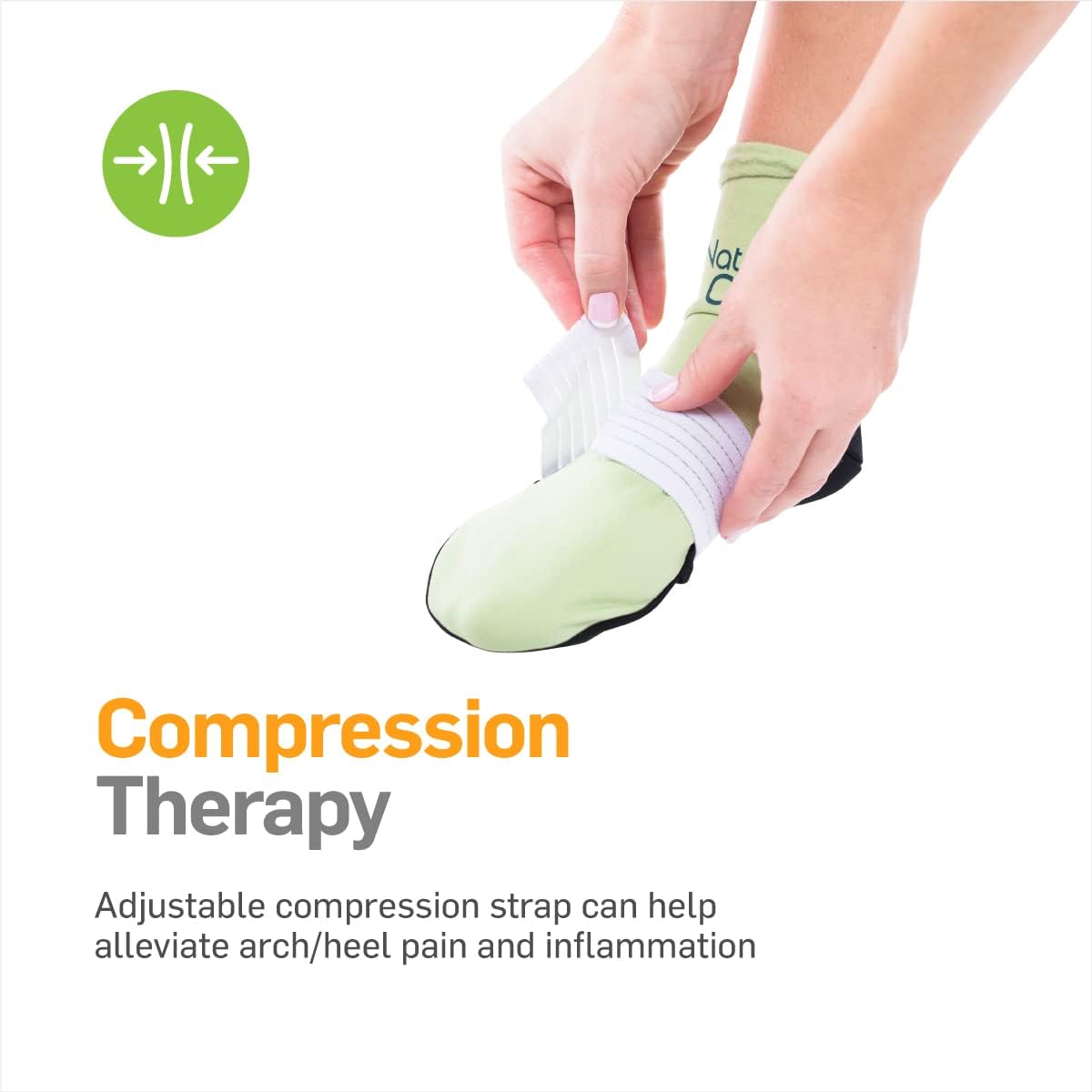 Microwaveable heat therapy socks providing warmth and compression for heel pain