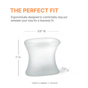 APMA Accepted gel toe separators shown on foot for trusted foot care