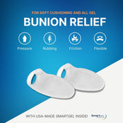Anatomically shaped bunion protector surrounding the hallux for pressure relief