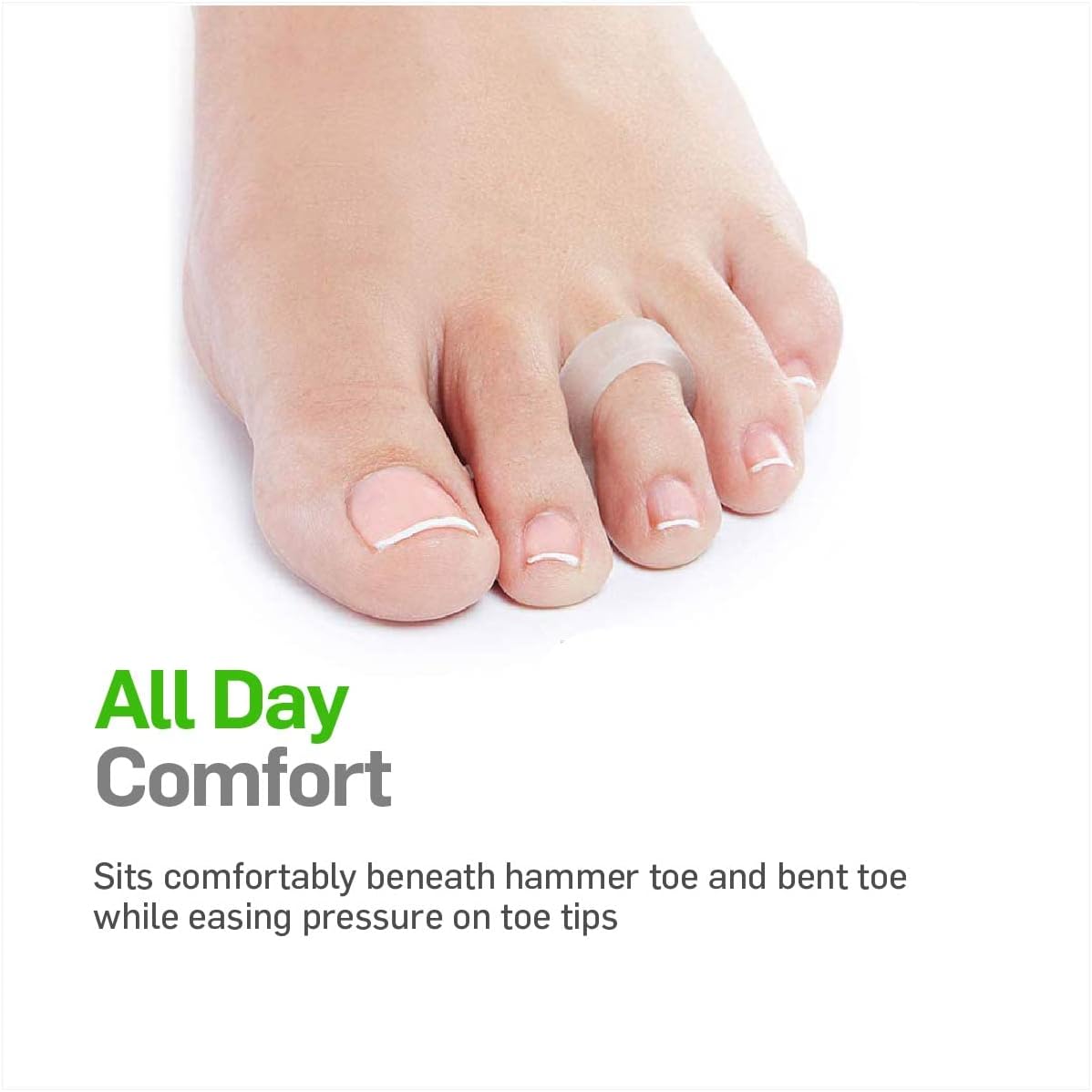 Low-profile hammer toe support fitting discreetly inside most shoes