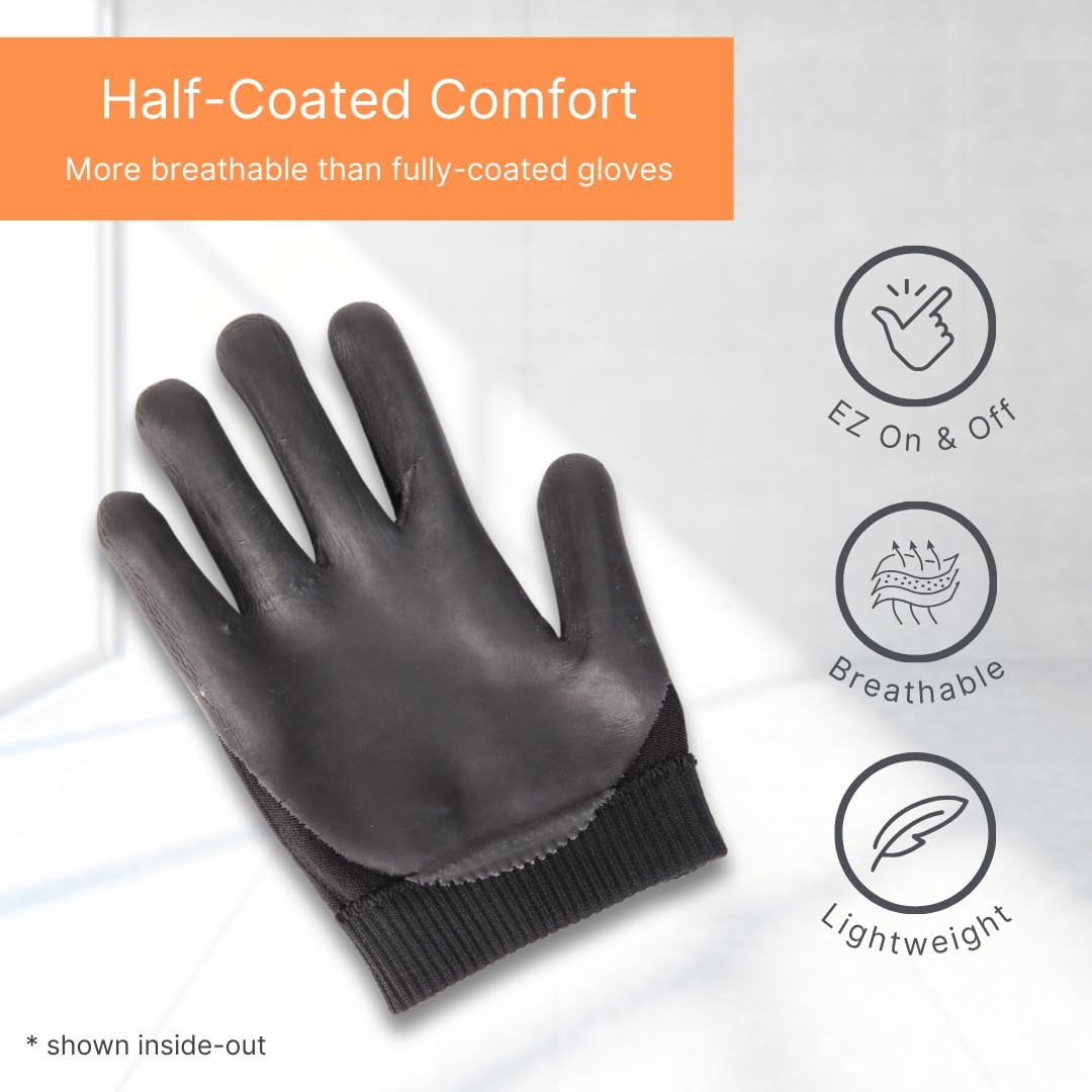 Wearing gel gloves during 20-minute at-home spa treatment for hand hydration