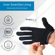 Close-up of half-coated gel lining that warms to body heat for deep moisture