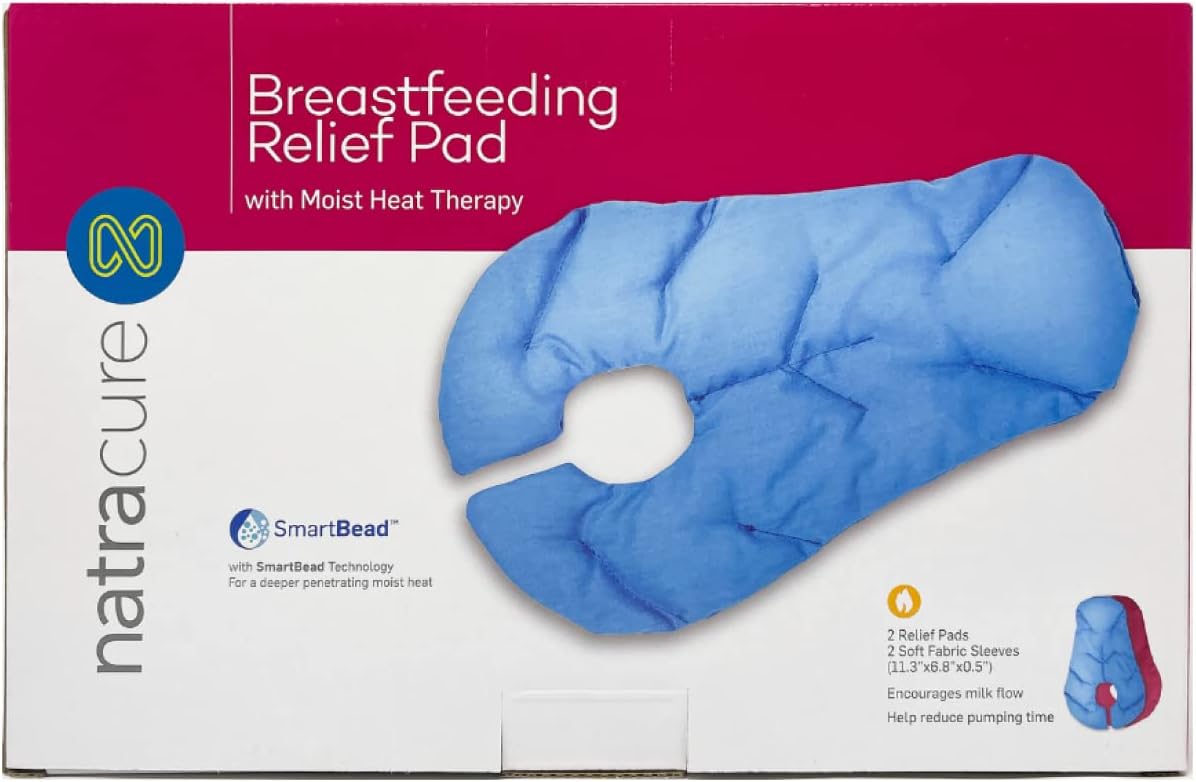 Reusable, easy-to-clean breast warming pad laid flat on a table