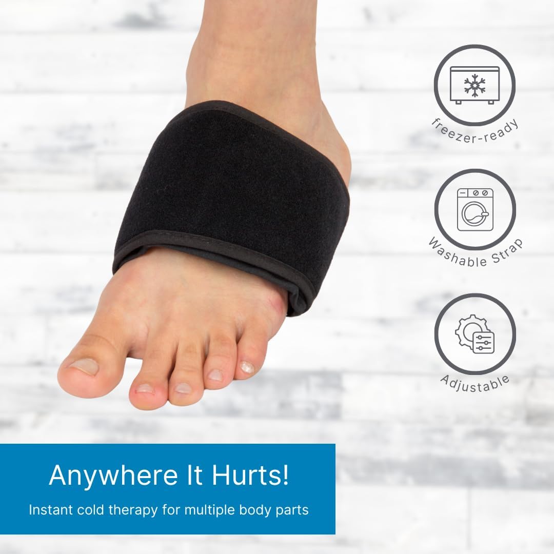Adjustable foot ice wrap providing targeted cold pain relief
