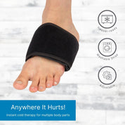 Adjustable foot ice wrap providing targeted cold pain relief