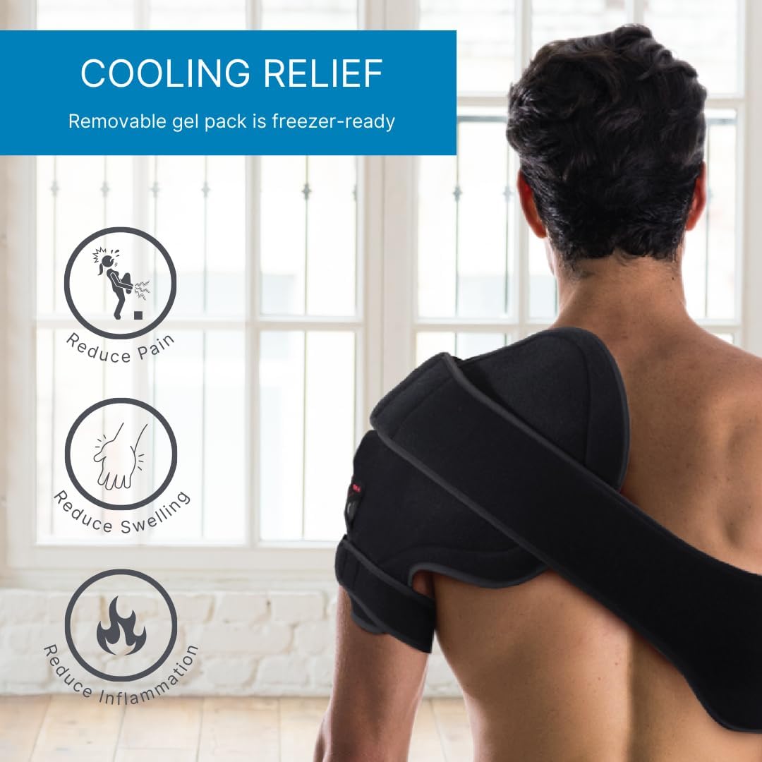 Heating the shoulder wrap for soothing warmth and muscle relaxation