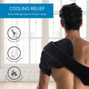 Heating the shoulder wrap for soothing warmth and muscle relaxation
