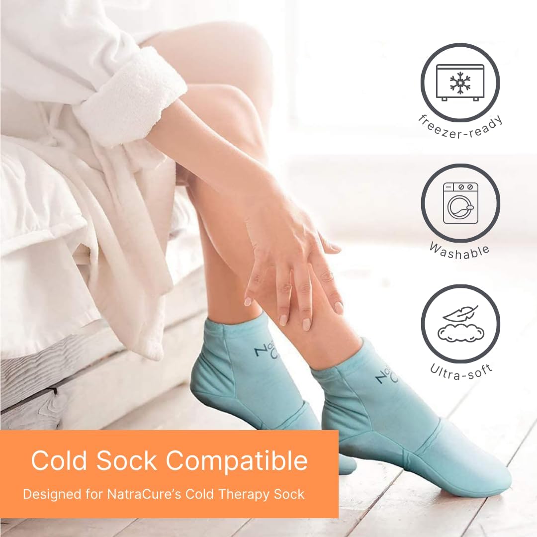 Half-size gel pack positioned over toes or behind heel for targeted relief