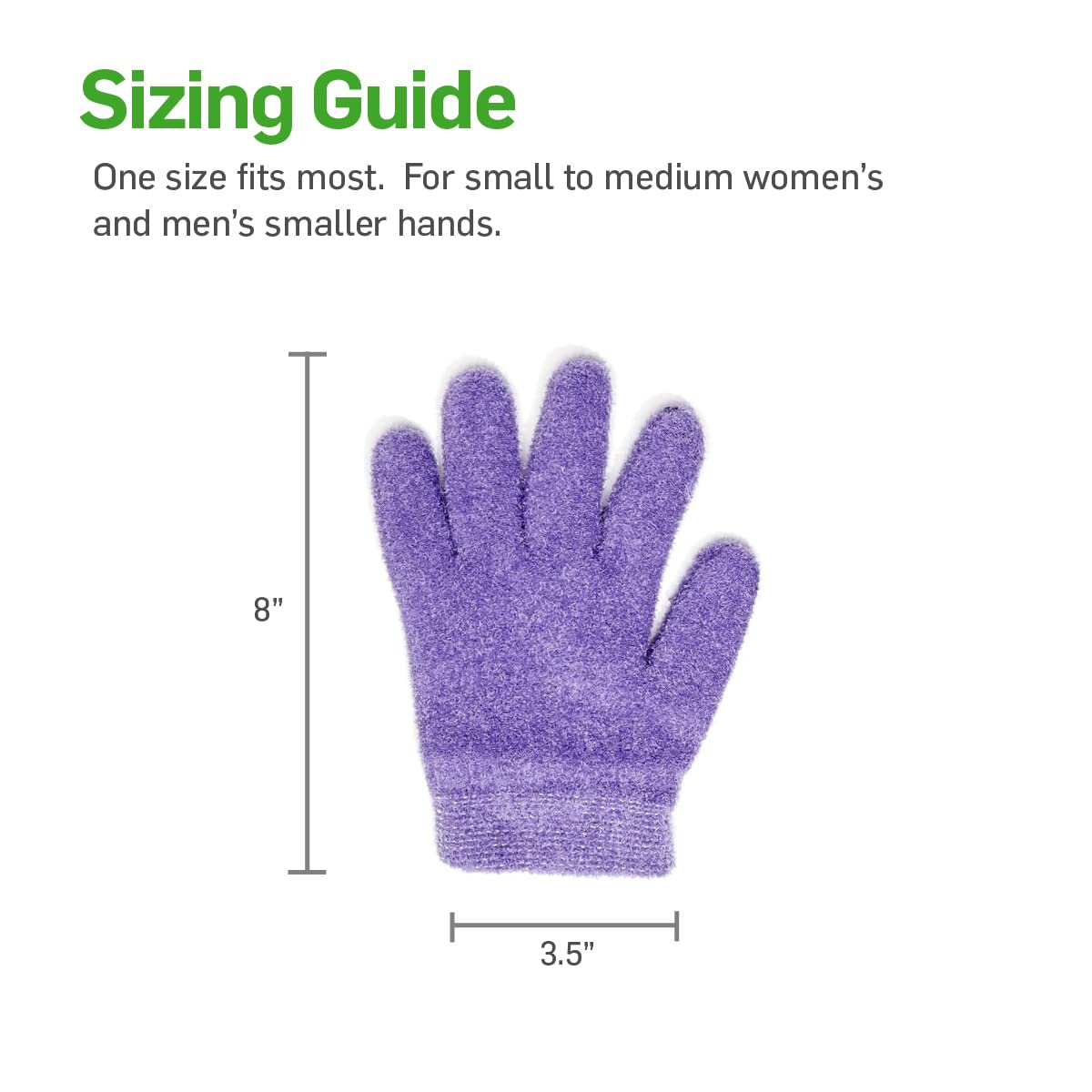 One-size hydrating gloves shown with gently snug fit for optimal hydration