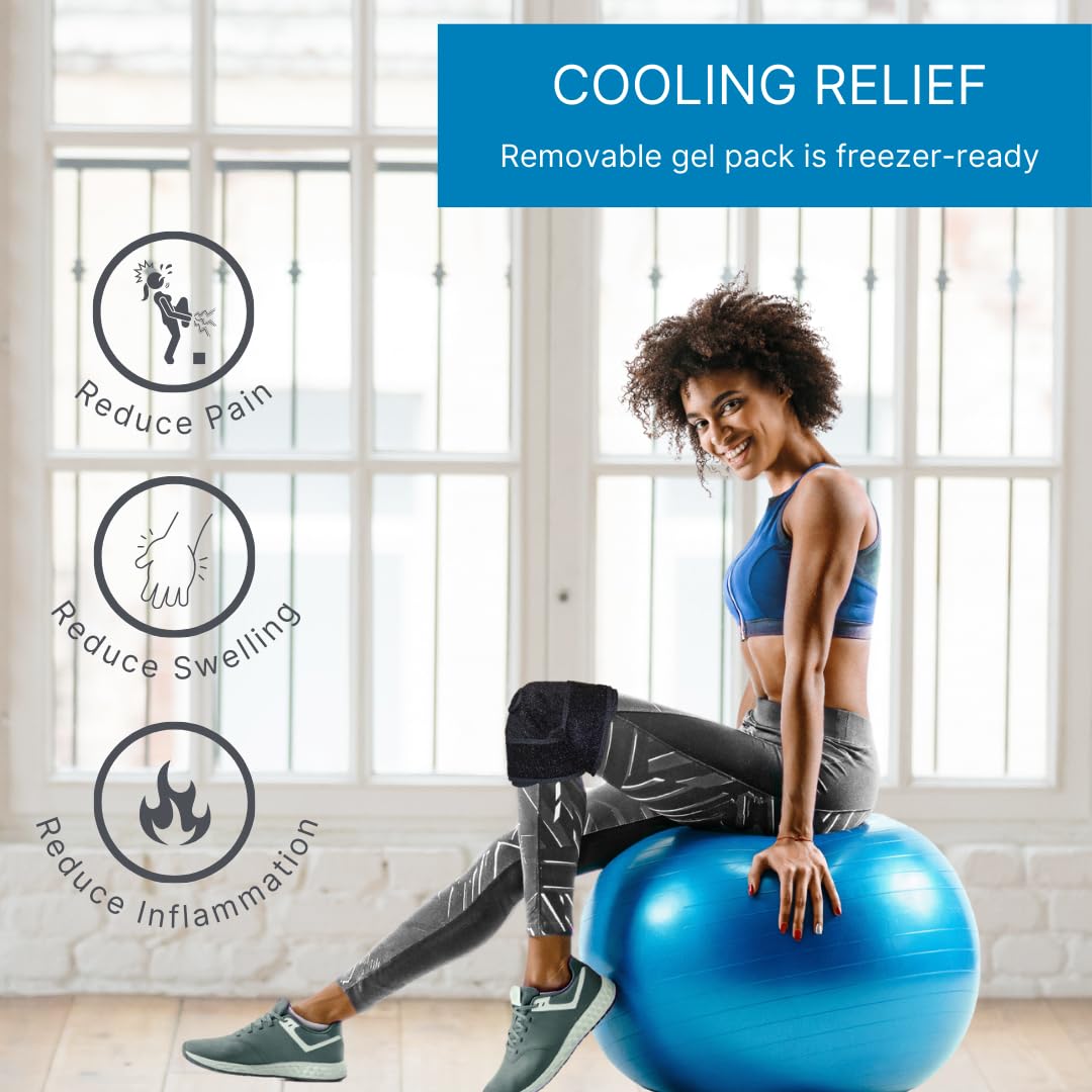 Heated knee wrap easing stiffness and tight muscles after activity