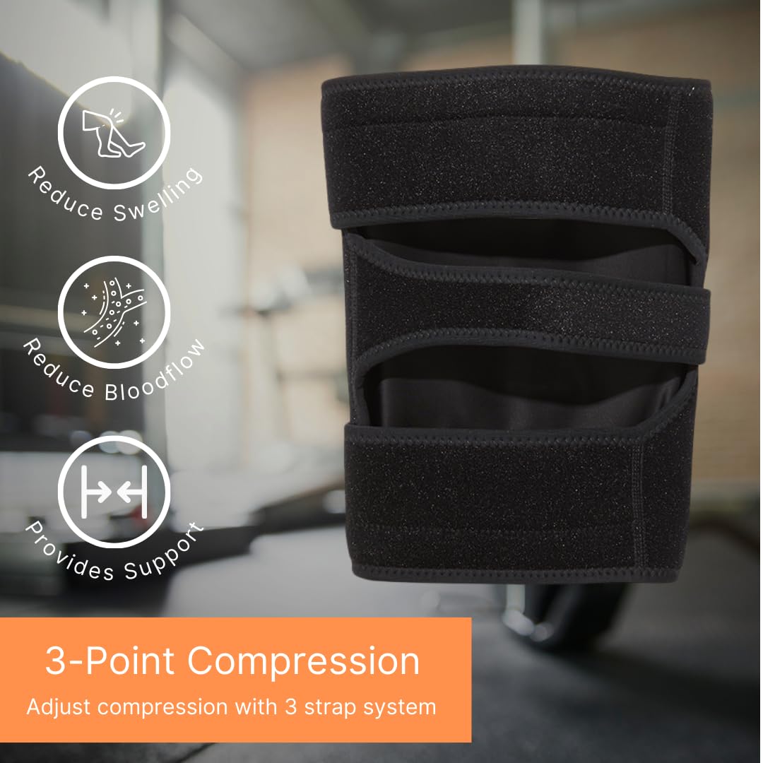 Three-strap knee wrap providing adjustable 3-point compression