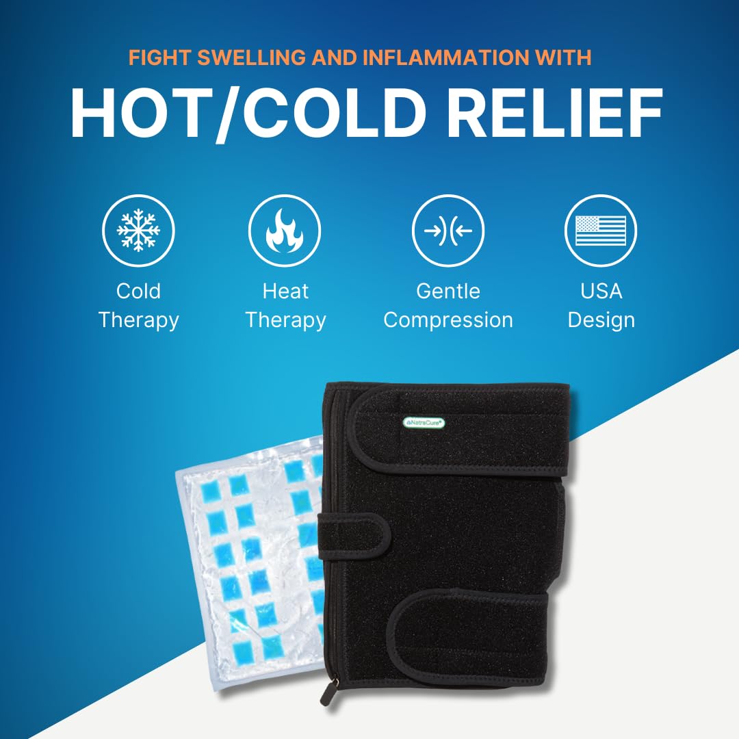 Knee brace applying cold therapy to reduce swelling and inflammation