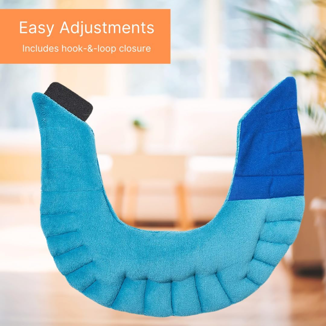 Adjustable tab closure securing the wrap for hands-free relaxation
