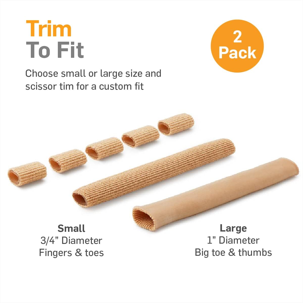 Ribbed fabric gel tube coated with vitamin E, aloe, and mineral oil for cushioned protection