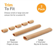 Ribbed fabric gel tube coated with vitamin E, aloe, and mineral oil for cushioned protection