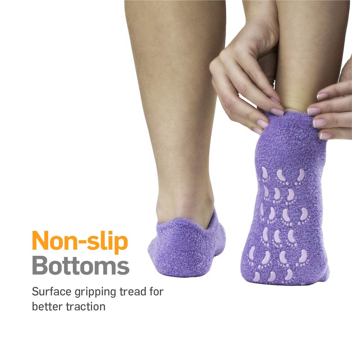 Pair of reusable gel booties laid flat showing soft, cushioned interior