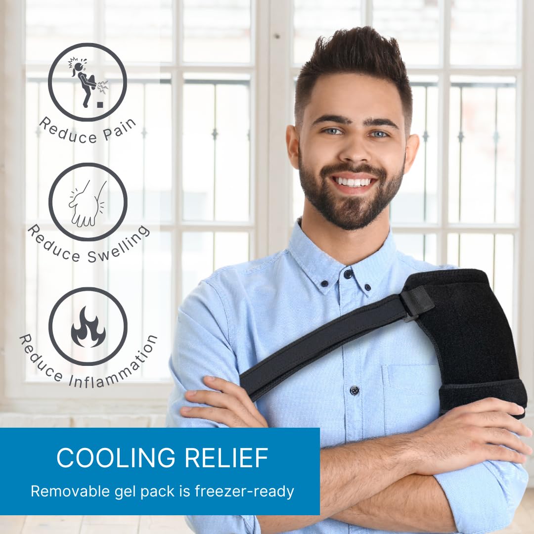 Heating the shoulder wrap for soothing warmth to ease muscle tightness