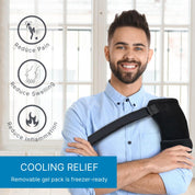 Heating the shoulder wrap for soothing warmth to ease muscle tightness