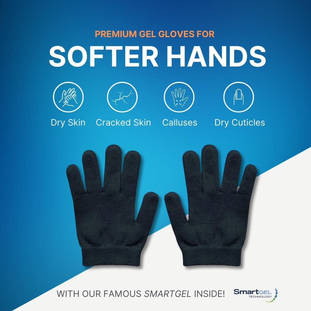 SmartGel™ hydration gloves infused with seven oils, shea butter, and vitamin E
