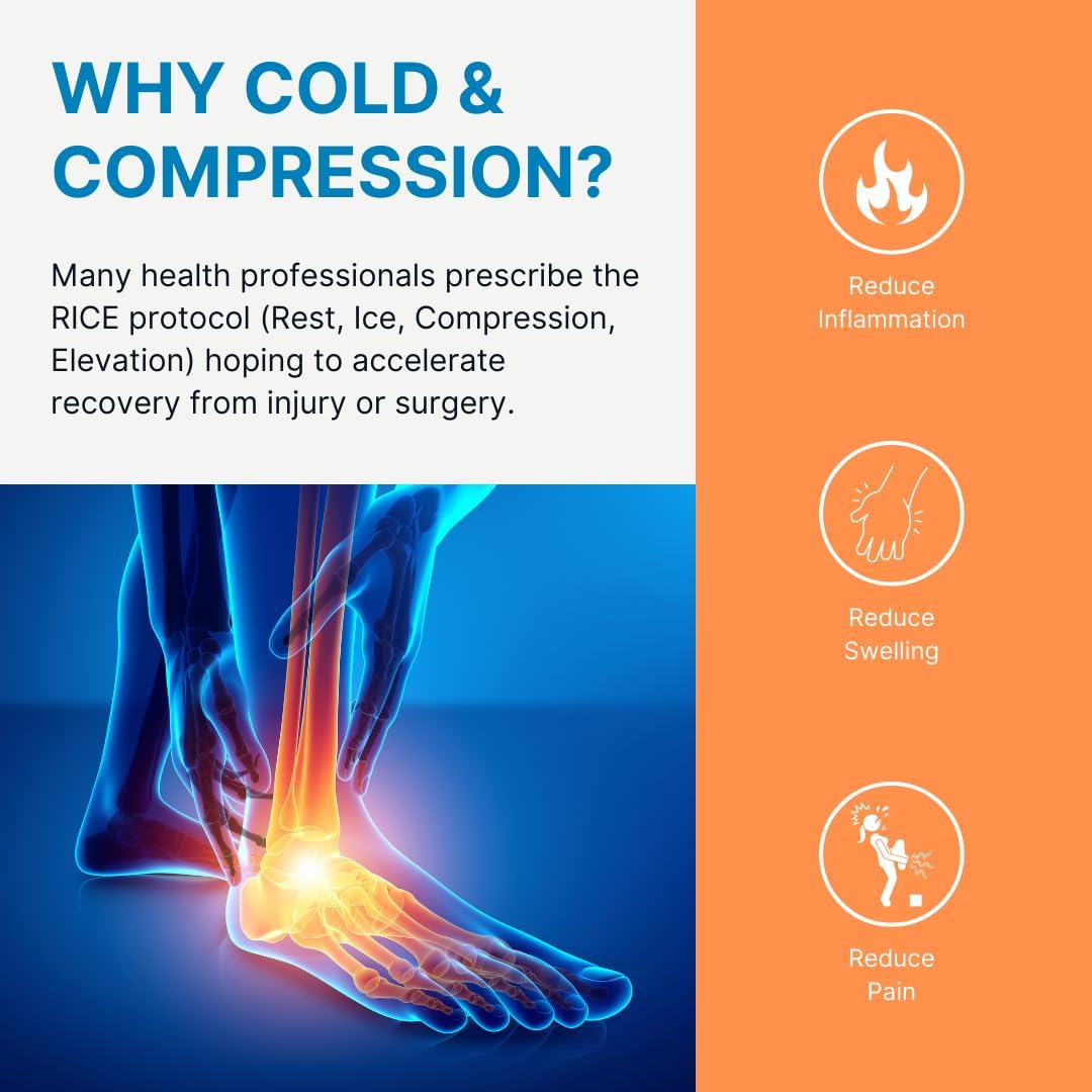 Foot ice wrap for fast swelling reduction and pain relief