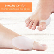 M2 Gel bunion guard releasing mineral oil, vitamin E, and aloe to moisturize skin