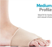 Pair of gel metatarsal sleeves shown in small/medium and large/XL sizes