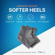 Close-up of anatomically placed gel pads delivering targeted heel moisture