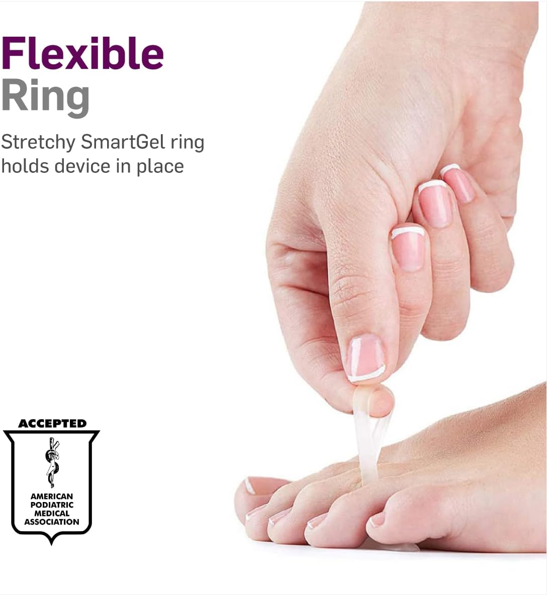 Durable, washable gel toe crest that won’t flatten like foam alternatives