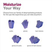 Pair of gel moisturizing gloves laid flat, effective for hundreds of uses