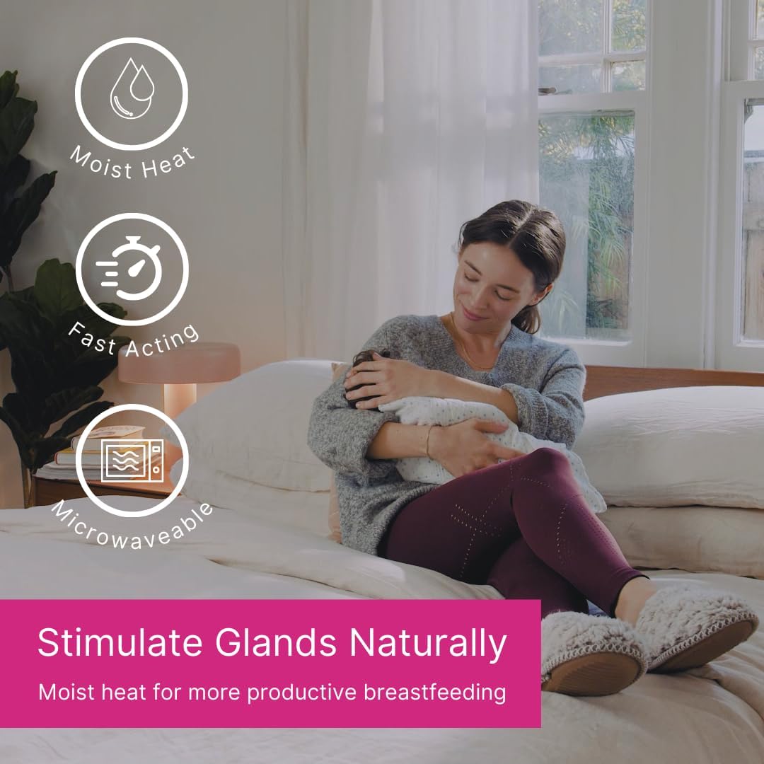 Low-profile heating pad tucked inside a nursing bra for discreet use