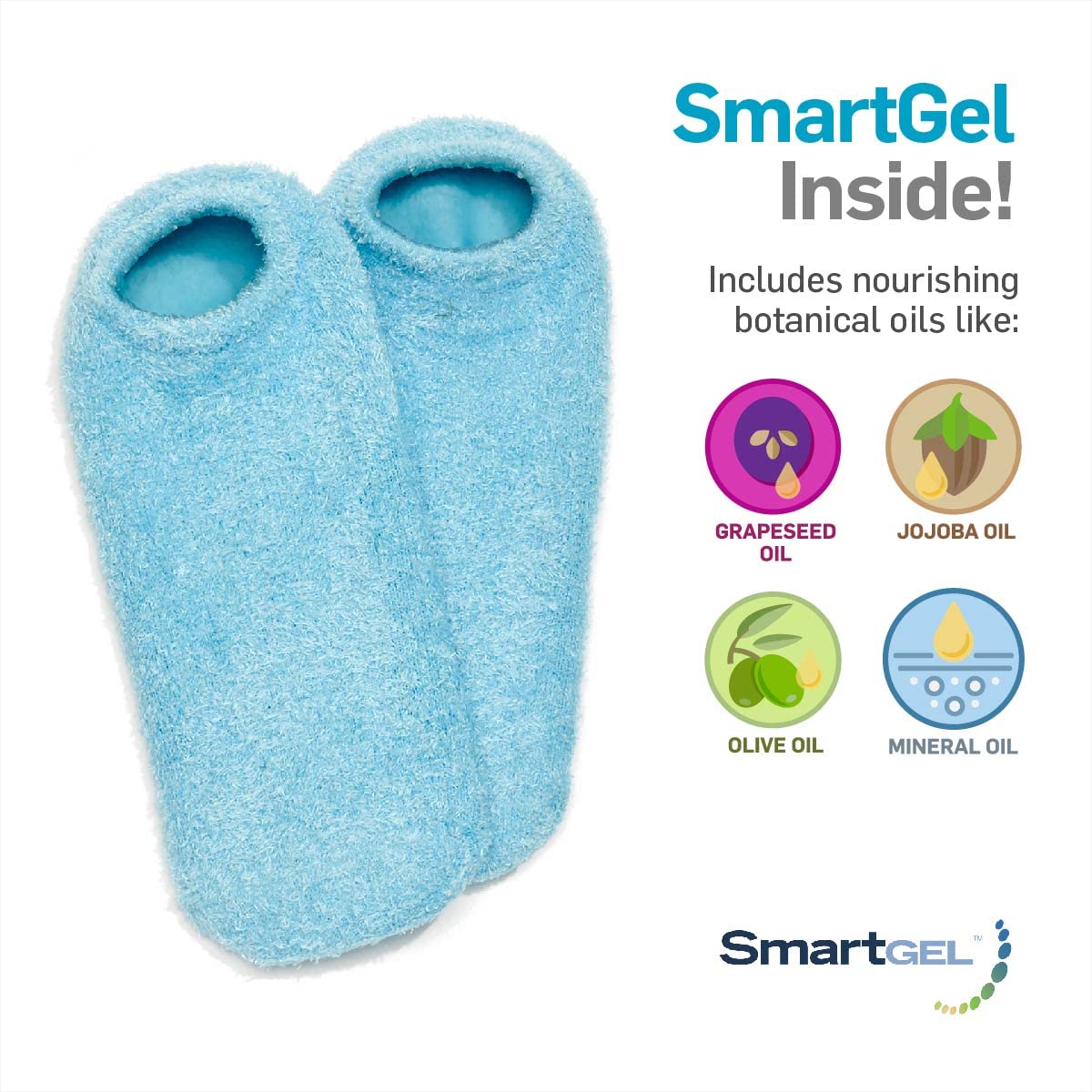 Pair of gel gloves and booties laid flat, effective for hundreds of uses