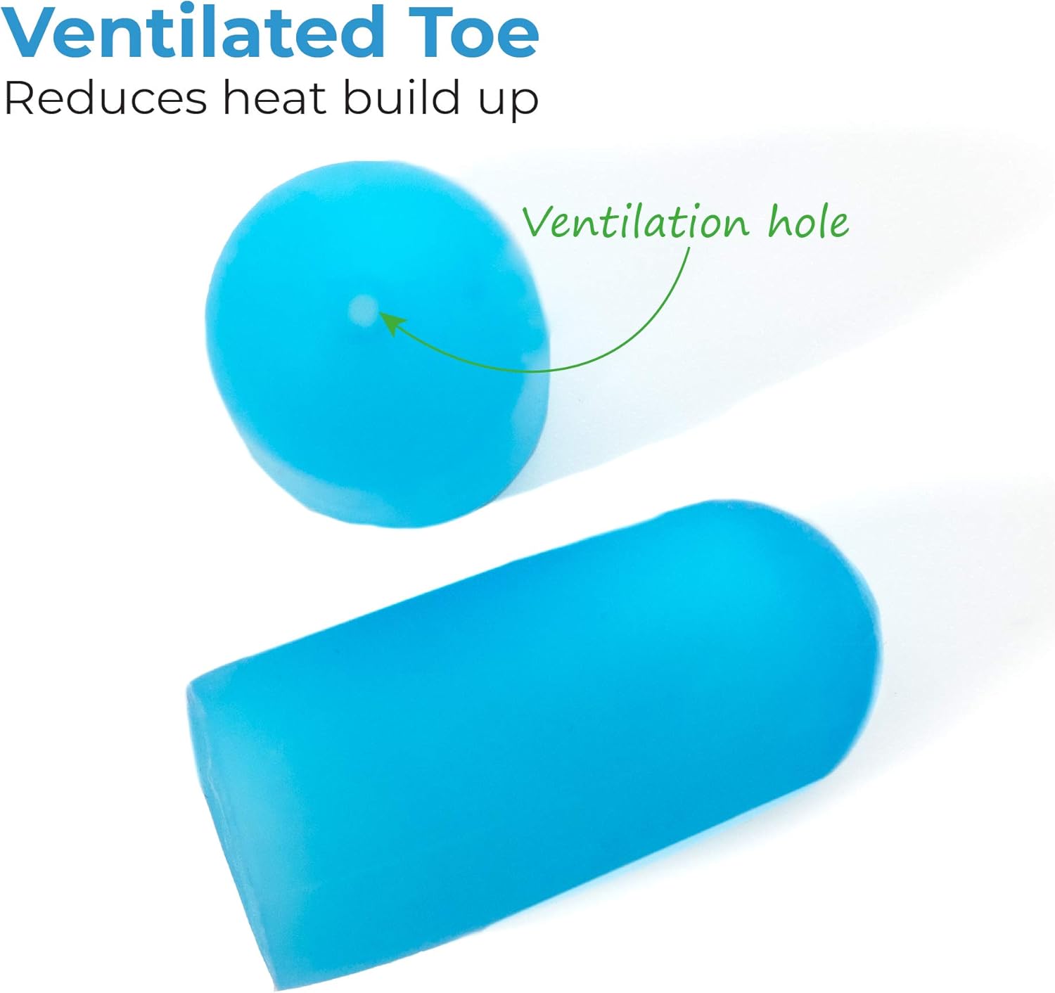 Ventilated open-top gel cap improving airflow to keep toes cool and dry