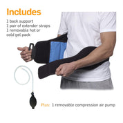 Inserting the reusable hot/cold gel pack into the lumbar support brace