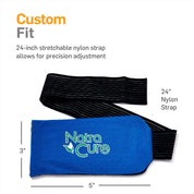 Adjustable strap cold pack molded to the back for long-lasting pain relief