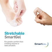 Small/medium and large/XL gel caps sized for fingers, smaller toes, and big toe