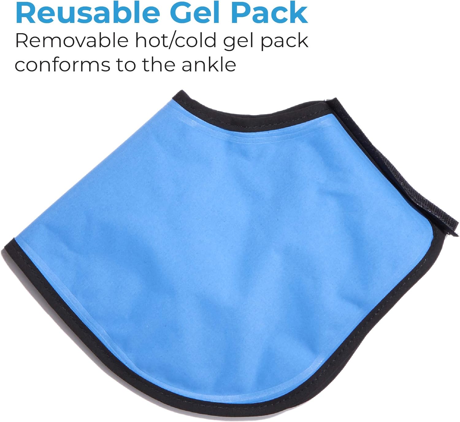 Reusable hot/cold ankle brace kit showing brace, pump, extender straps, and gel pack