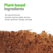 Plant-based foot scrub with apricot, jojoba, fennel, tea tree, and sage