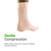 Positioning gel pad directly over Achilles/heel area for pain relief
