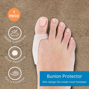 Soft gel loop fitting over big toe for secure, comfortable all-day wear
