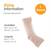 Pair of Achilles sleeves shown in Small/Medium and Large/XL sizes