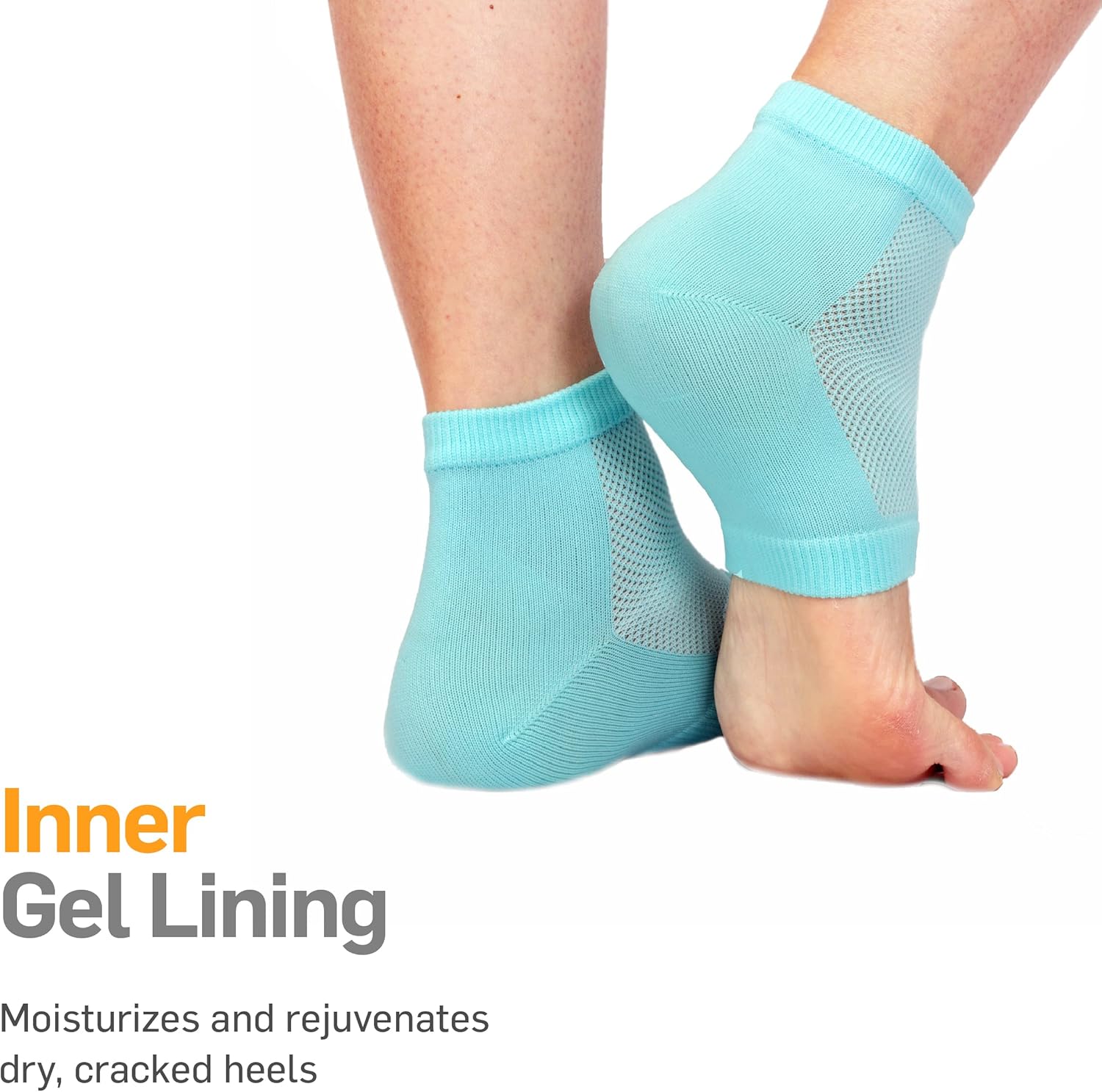 Breathable heel sleeve shown on foot for all-day comfort and hydration