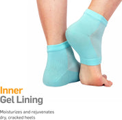 Breathable heel sleeve shown on foot for all-day comfort and hydration