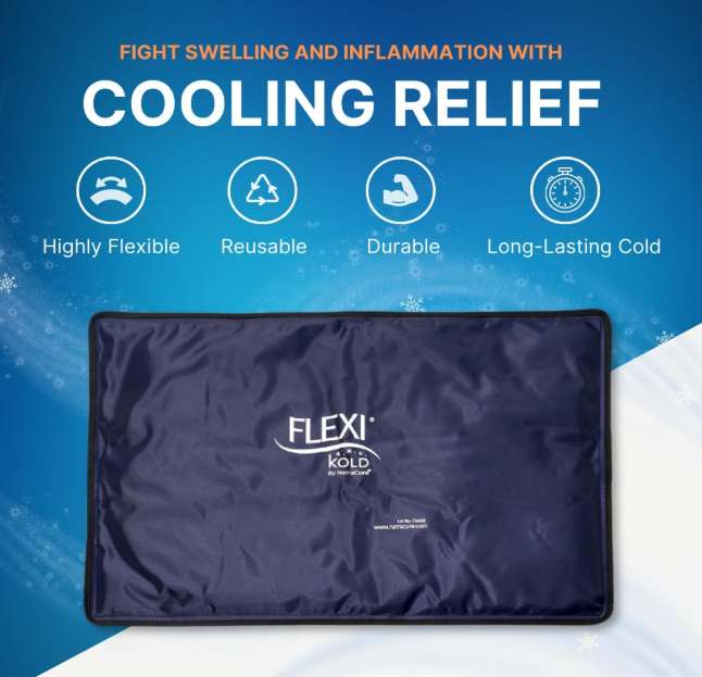 Flexible when frozen cold pack wrapping shoulder for targeted cooling