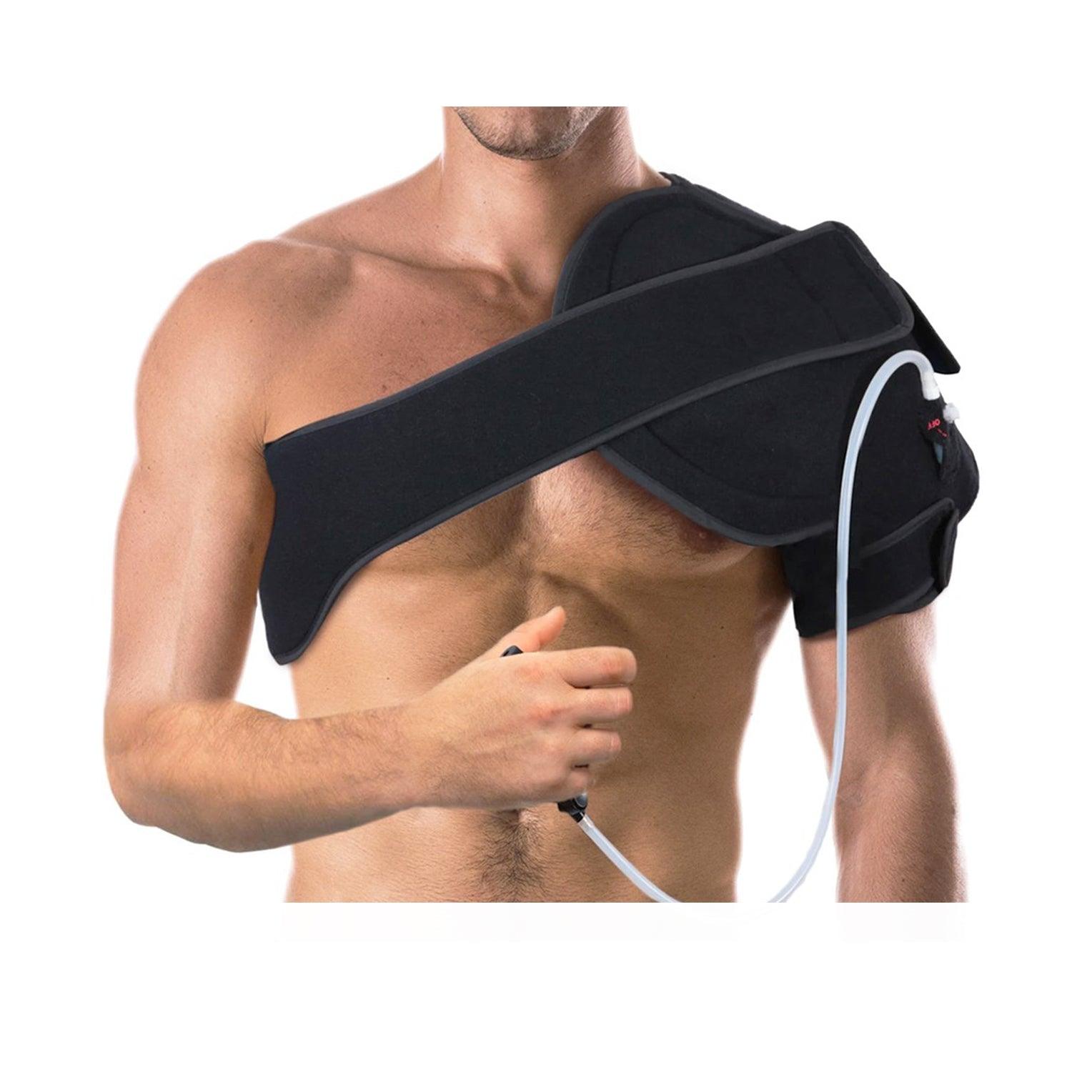 Adjustable hot/cold compression shoulder brace with removable gel pack