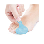 Close-up of flexible gel cap shielding a sensitive toe from shoe pressure