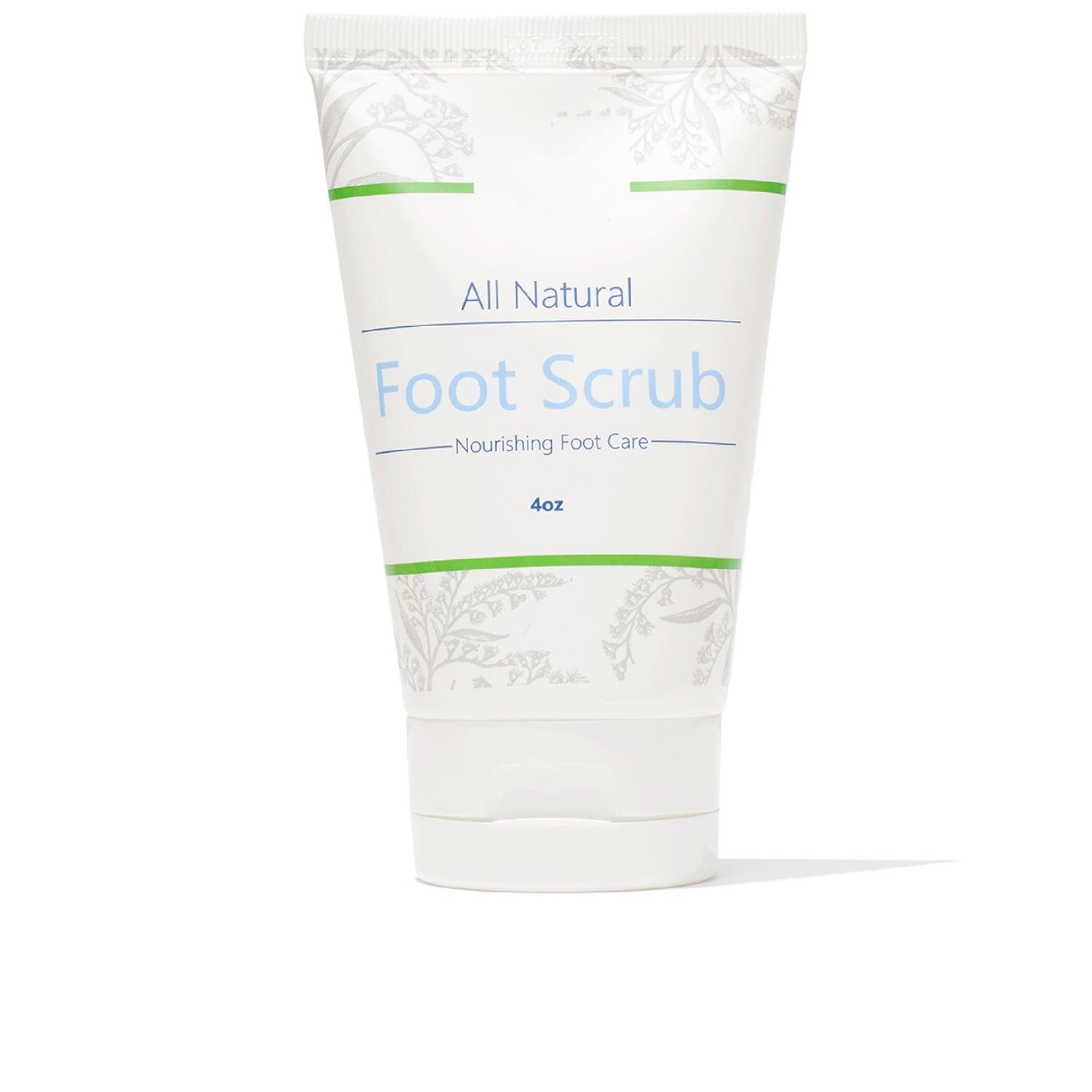 All-natural exfoliating foot scrub smoothing dry, rough heels