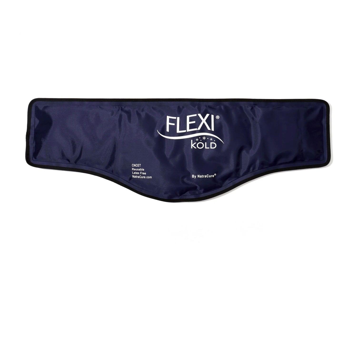FlexiKold neck gel cold pack contoured to neck and shoulders for pain relief