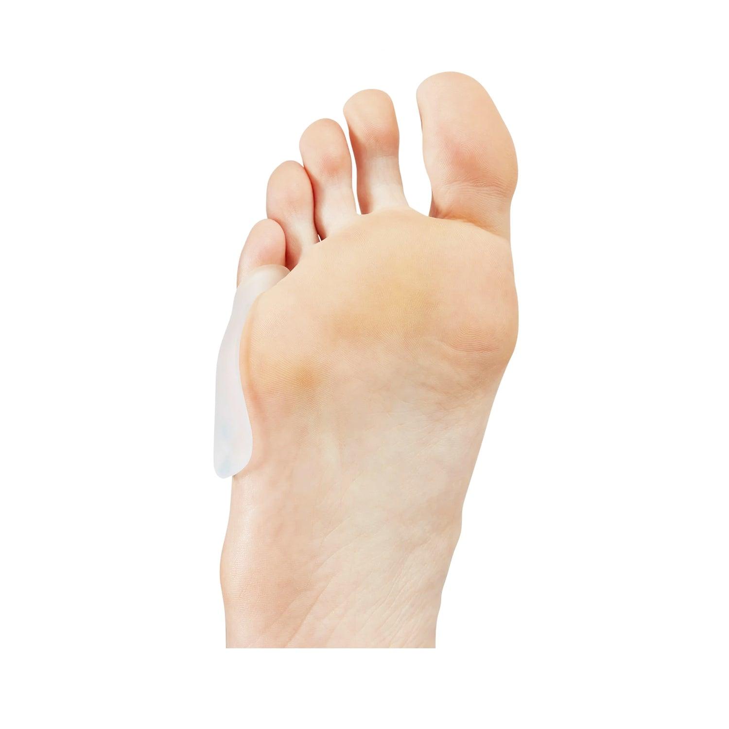 Soft gel loop slipping over pinky toe for secure, comfortable fit