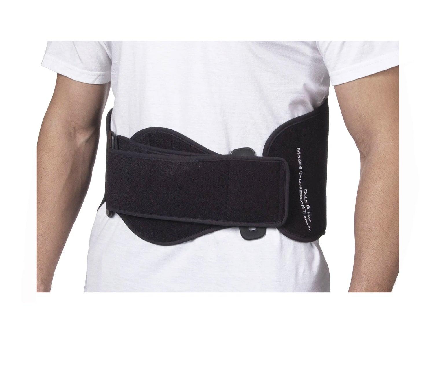 Hot/Cold compression back support with removable gel pack and pneumatic air pump