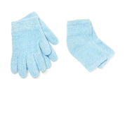 Blue Gel-lined moisturizing heel sleeves and gloves softening dry, cracked heels